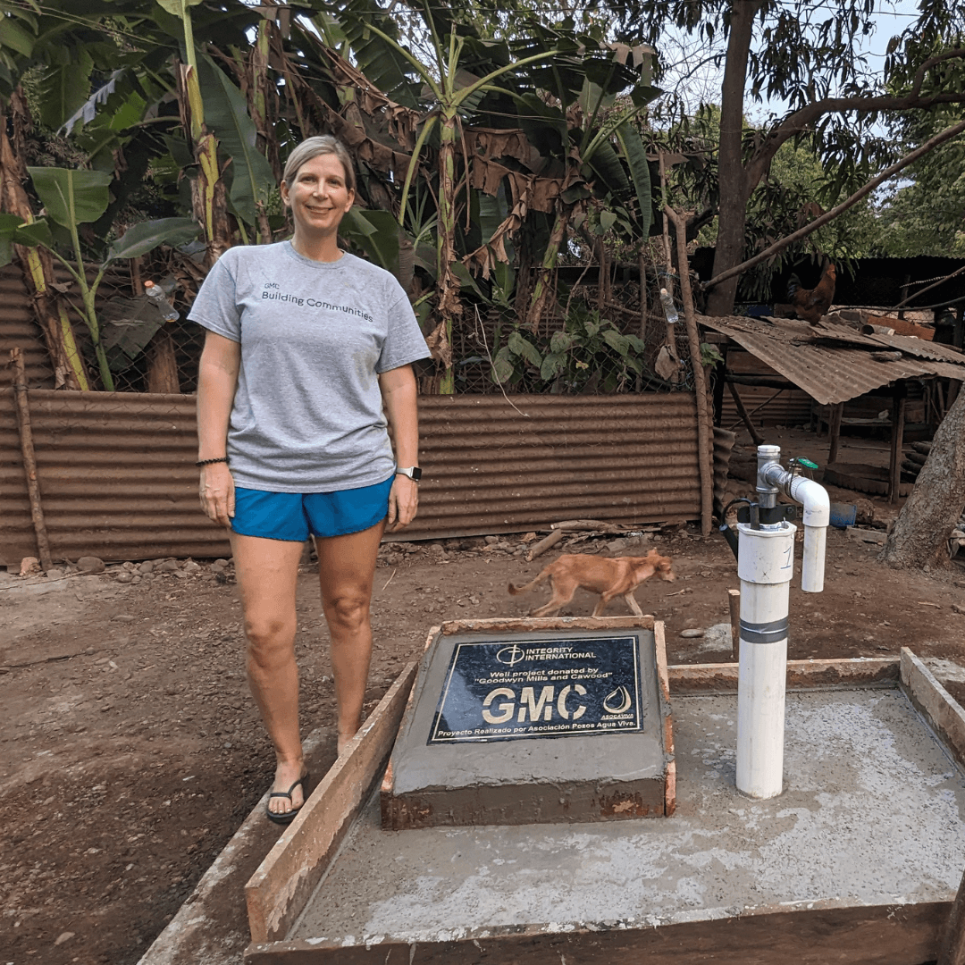 Ashley with the newly installed well