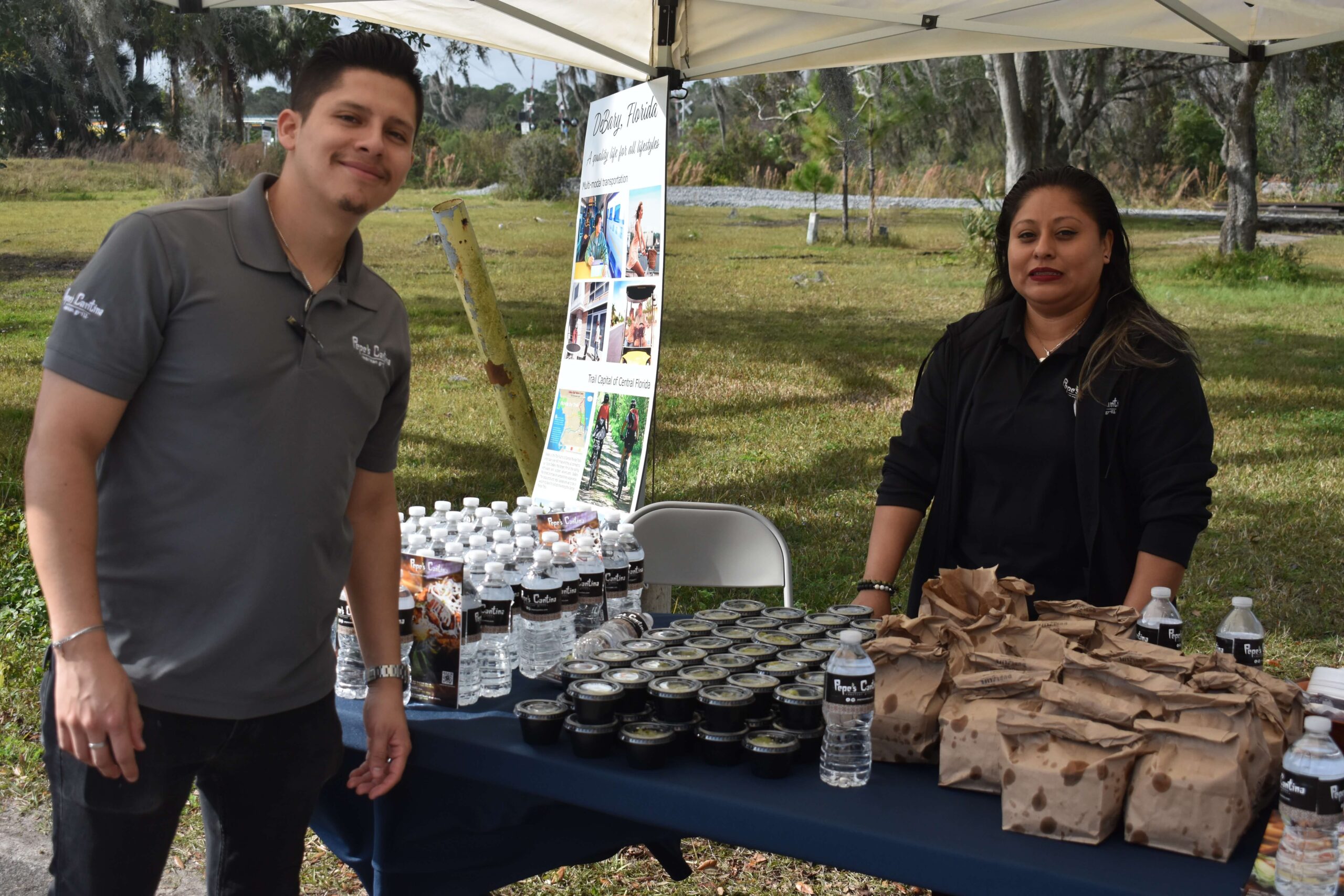 local business handing out food