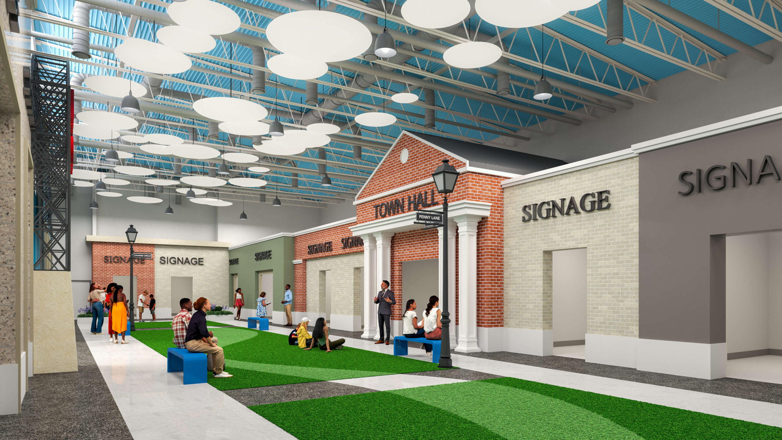 Rendering of inside of Junior Achievement McWane Economic Education Center 